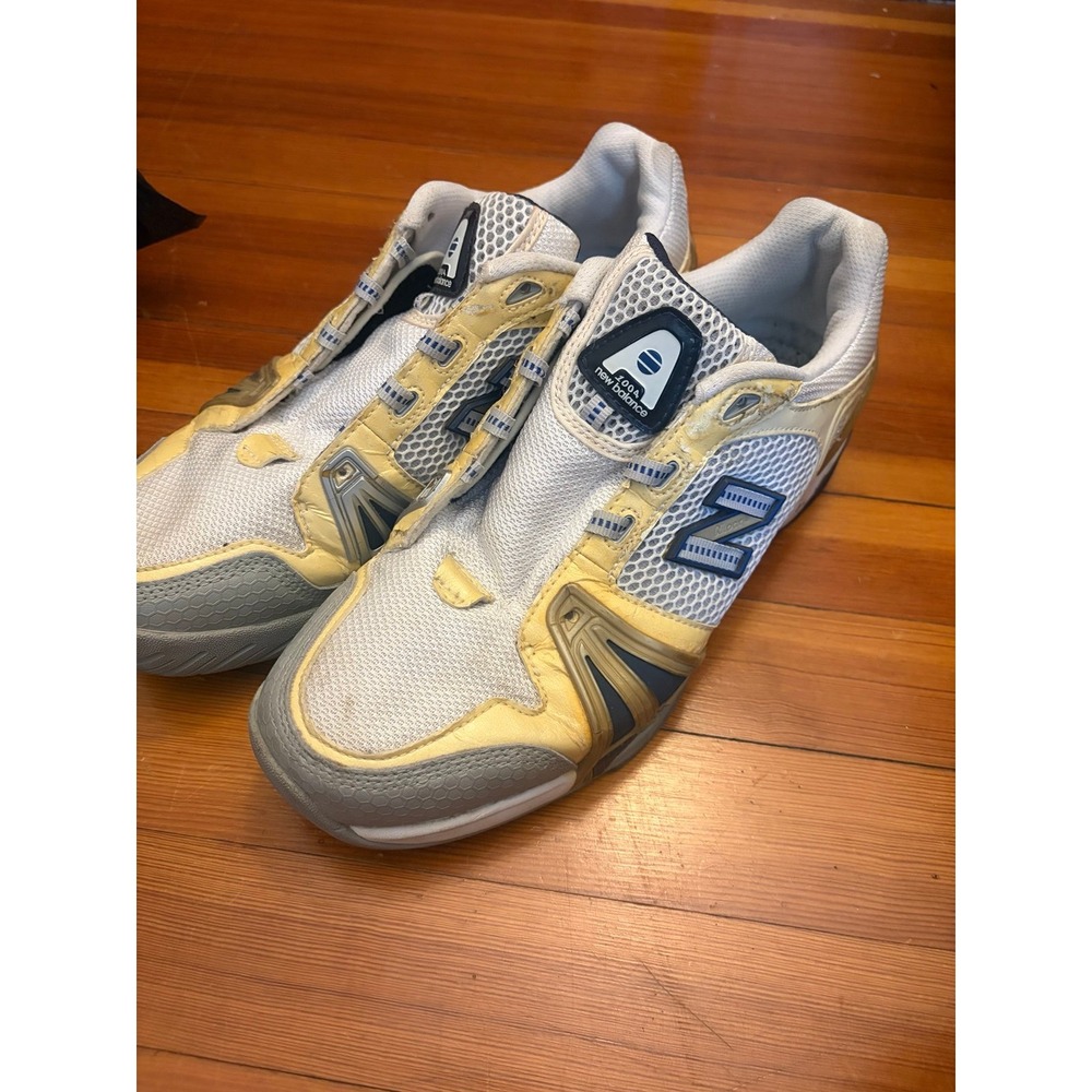 New Balance 1004 Men's Tennis Shoes White Yellow Blue CT1004W Size 10.5 No Laces